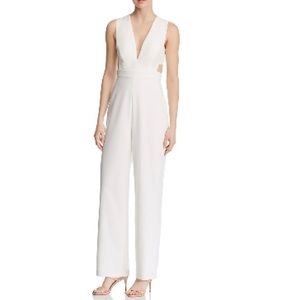 Aidan by Aidan Mattox Plunging Crepe Jumpsuit Ivory Sleeveless